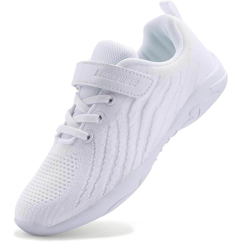 imageBAXINIER Girls White Cheerleading Shoes Breathable Youth Cheer Competition Sneakers Athletic Training Dance Tennis Walking ShoesWhite 201