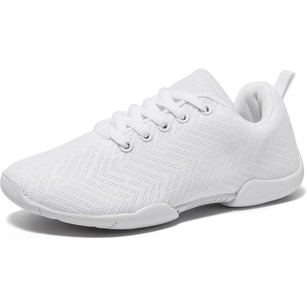 imageBAXINIER Girls White Cheerleading Shoes Breathable Youth Cheer Competition Sneakers Athletic Training Dance Tennis Walking ShoesWhite 208