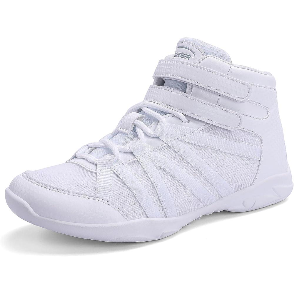 imageBAXINIER Girls White High Top Cheerleading Shoes Lightweight Youth Cheer Competition Sneakers Training Dance Tennis ShoesWhite 301