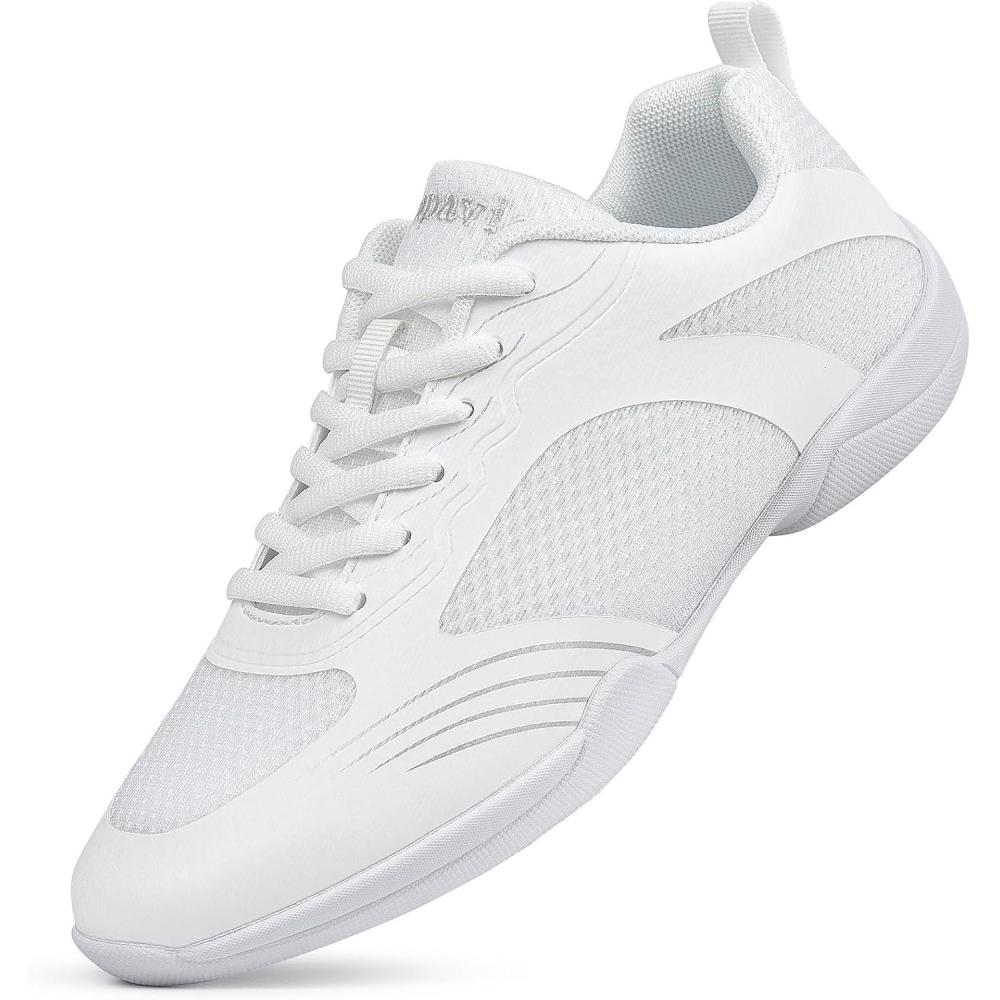 imageCheer Shoes for Youth Girls White Cheerleading Athletic Dance Shoes Tennis Sneakers for Competition Sport TrainingWhite2505
