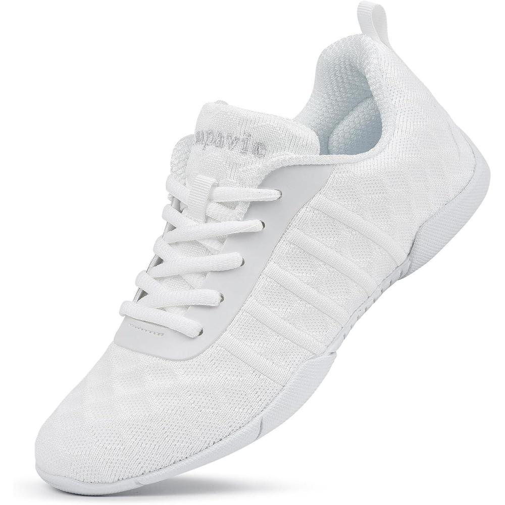 imageCheer Shoes for Youth Girls White Cheerleading Athletic Dance Shoes Tennis Sneakers for Competition Sport TrainingWhite2506
