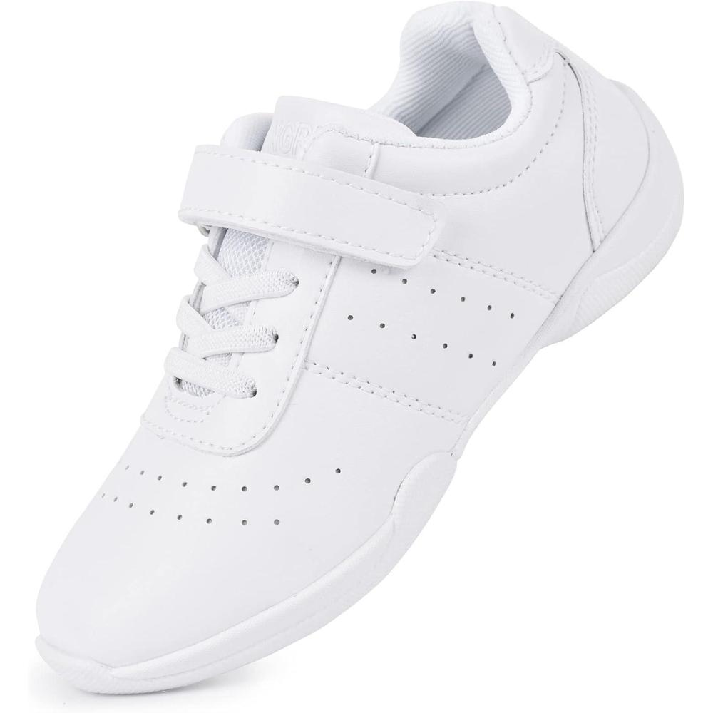 imageCheer Shoes for Youth Girls White Cheerleading Athletic Dance Shoes Tennis Sneakers for Competition Sport TrainingWhitegirl