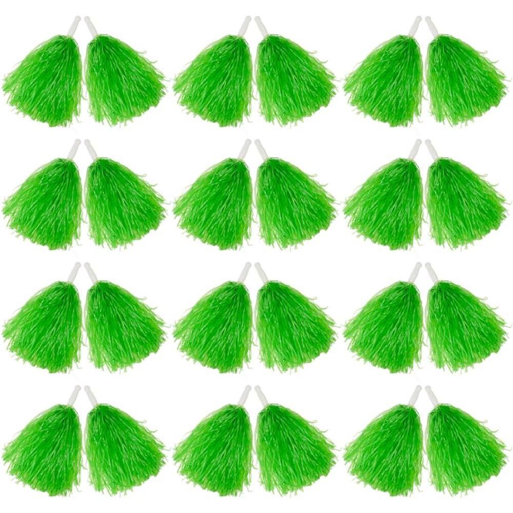 imageHooshing 122480PCS Pom Poms Cheerleading Sports Spirited Plastic Cheer Pompoms with Handles for Kids Adults Team Party Dance CheeringGreen