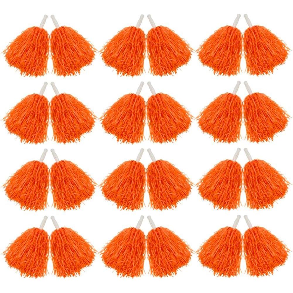 imageHooshing 122480PCS Pom Poms Cheerleading Sports Spirited Plastic Cheer Pompoms with Handles for Kids Adults Team Party Dance CheeringOrange