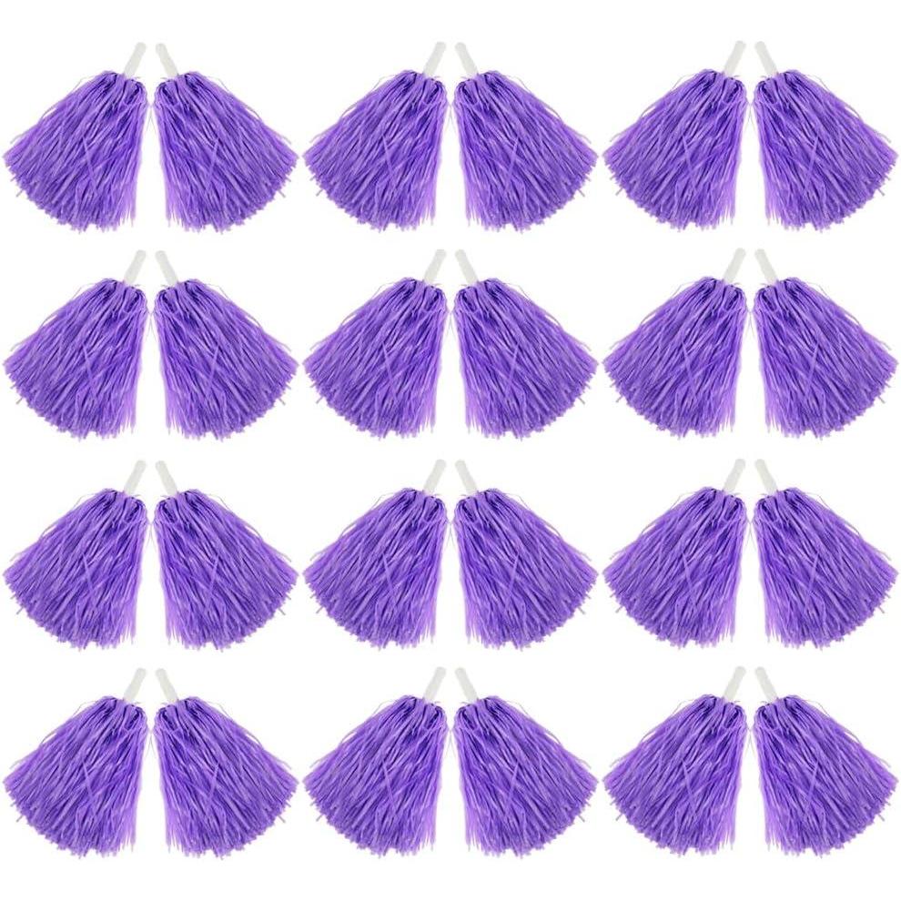imageHooshing 122480PCS Pom Poms Cheerleading Sports Spirited Plastic Cheer Pompoms with Handles for Kids Adults Team Party Dance CheeringPurple