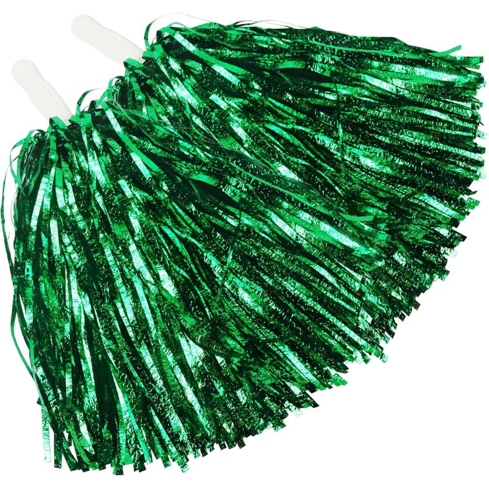 imageHooshing 12PCS24PCS Pom Poms Cheerleading Fluffy Metallic Pom Poms for Squad Team Sports Spirit Party Adopt Metal Embossing ProcessGreen