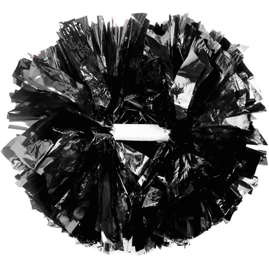 imageHooshing 2612PCS Cheerleading Pom Poms with Baton Handle for Team Spirit Sports Dance Cheering Kids AdultsBlack