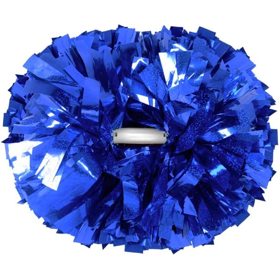 imageHooshing 2612PCS Cheerleading Pom Poms with Baton Handle for Team Spirit Sports Dance Cheering Kids AdultsHolographic Blue