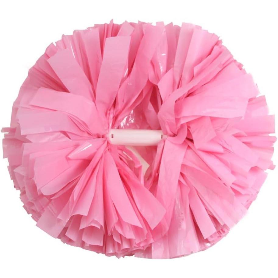 imageHooshing 2612PCS Cheerleading Pom Poms with Baton Handle for Team Spirit Sports Dance Cheering Kids AdultsMacaron Pink