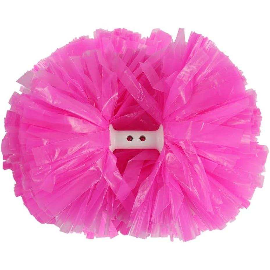 imageHooshing 2PCS Pom Poms Cheerleading Professional Cheer Pom Poms with Baton Handle No Zip Tie for Cheer Squad Team Sports Spirited Party Dance TrainingPink