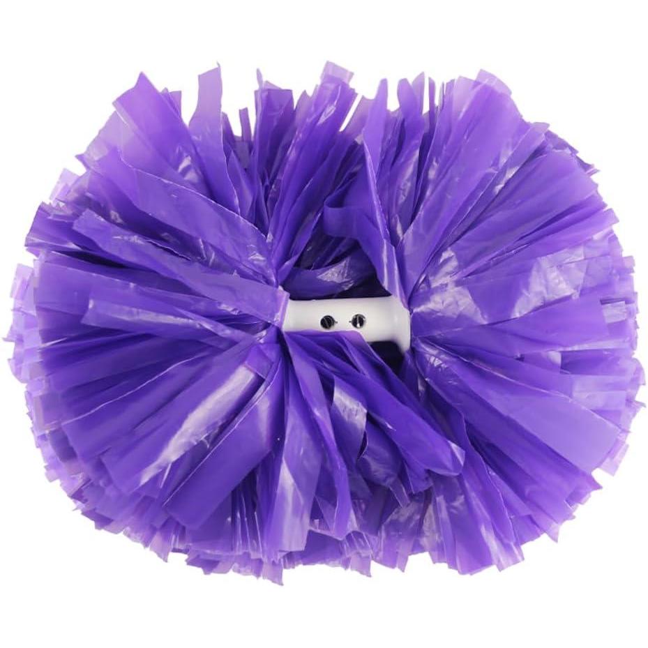 imageHooshing 2PCS Pom Poms Cheerleading Professional Cheer Pom Poms with Baton Handle No Zip Tie for Cheer Squad Team Sports Spirited Party Dance TrainingPurple