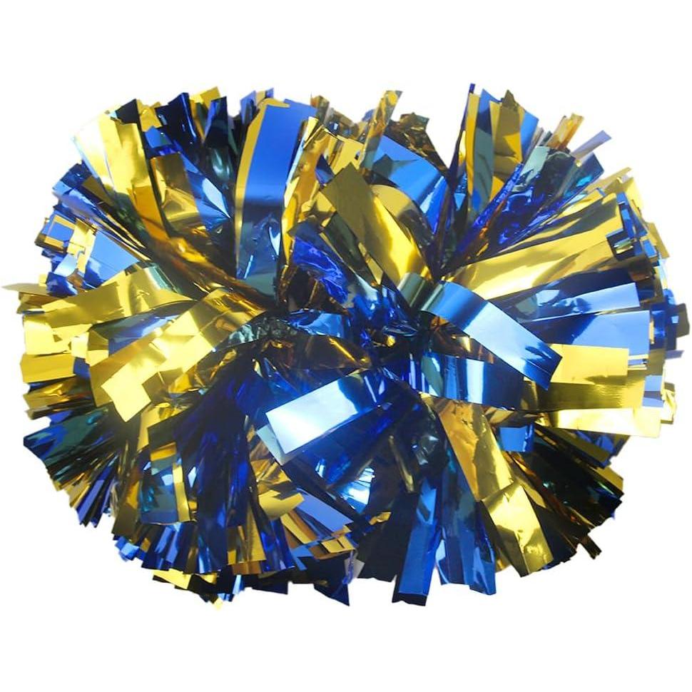 imageHooshing 2PCS Pom Poms Cheerleading Professional Cheer Pom Poms with Baton Handle No Zip Tie for Cheer Squad Team Sports Spirited Party Dance TrainingBlue and Gold