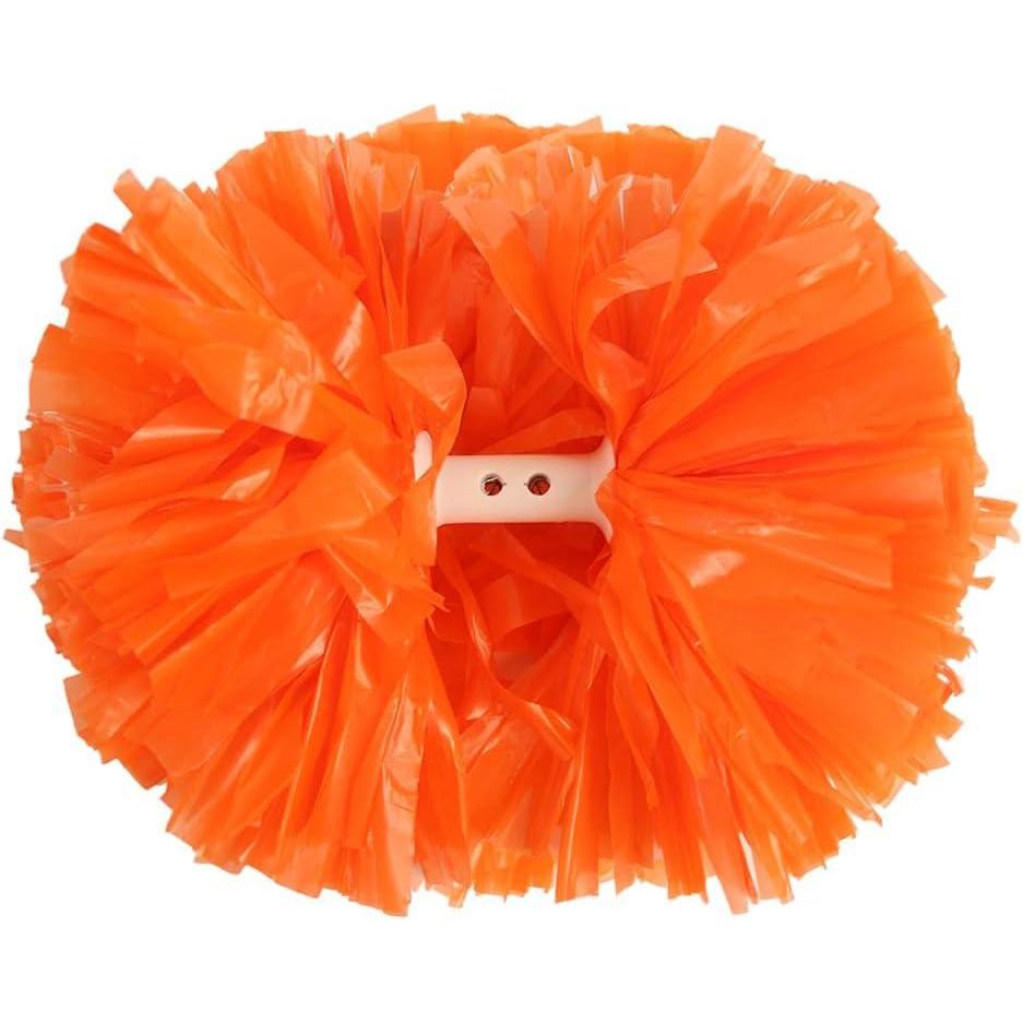 imageHooshing 2PCS Pom Poms Cheerleading Professional Cheer Pom Poms with Baton Handle No Zip Tie for Cheer Squad Team Sports Spirited Party Dance TrainingOrange
