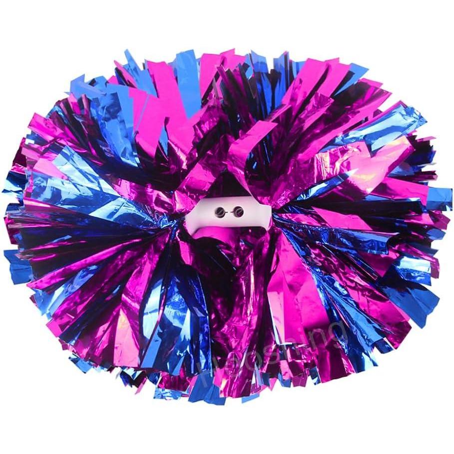 imageHooshing 2PCS Pom Poms Cheerleading Professional Cheer Pom Poms with Baton Handle No Zip Tie for Cheer Squad Team Sports Spirited Party Dance TrainingHot Pink and Blue