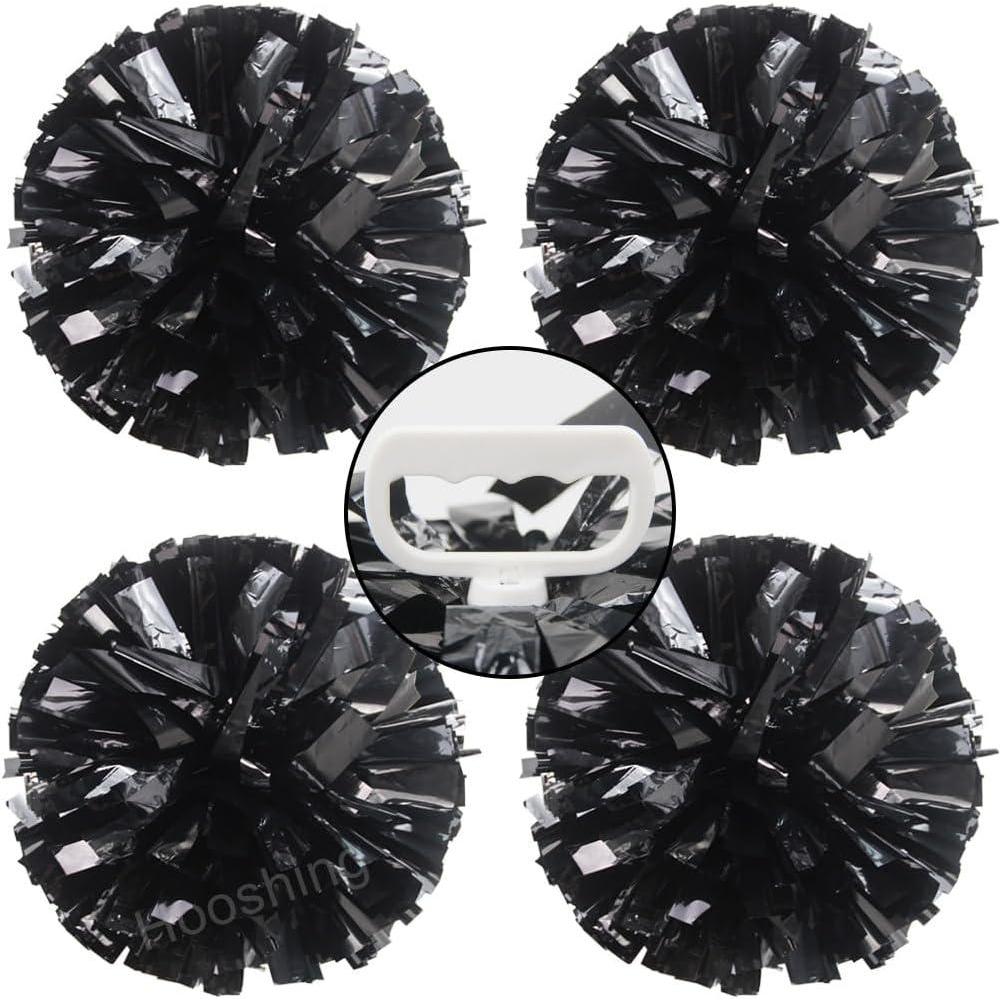 imageHooshing 4PCS Pom Poms Cheerleading with FingerFriendly Handle for Cheering Squad ampamp Dance TeamBlack