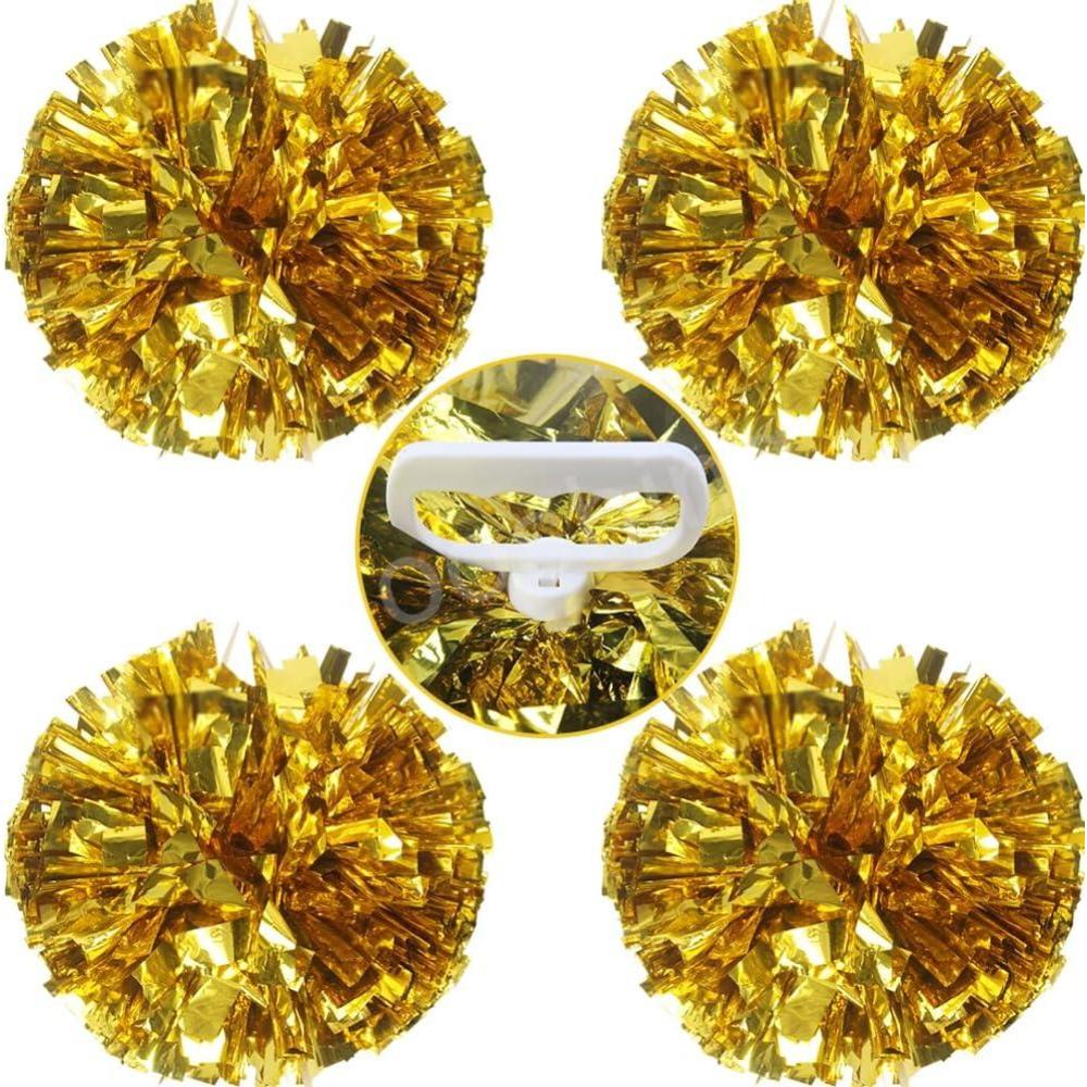 imageHooshing 4PCS Pom Poms Cheerleading with FingerFriendly Handle for Cheering Squad ampamp Dance TeamGold