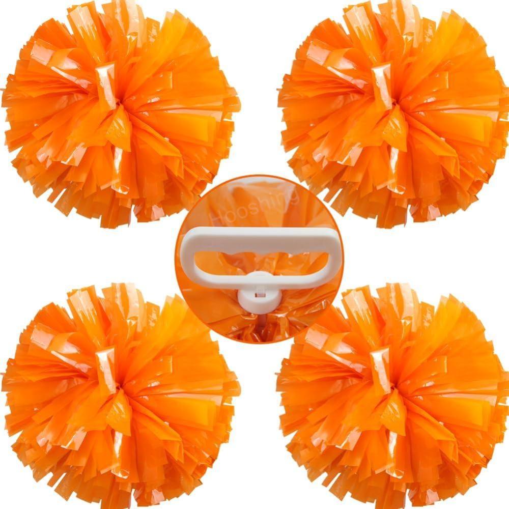 imageHooshing 4PCS Pom Poms Cheerleading with FingerFriendly Handle for Cheering Squad ampamp Dance TeamOrange