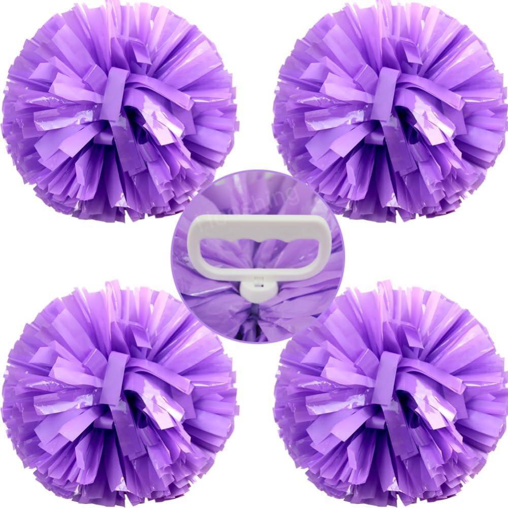 imageHooshing 4PCS Pom Poms Cheerleading with FingerFriendly Handle for Cheering Squad ampamp Dance TeamPurple