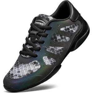 BAXINIER Girls Cheer Shoes White Cheerleading Dance Sneakers Kids Athletic Training Tennis Youth Competition Shoes(Black 855)