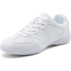 BAXINIER Girls Cheerleading Shoes Women White Cheer Shoes Youth Cheer Competition Sneakers Athletic Training Dance Tennis Shoes(White 2105-girls)
