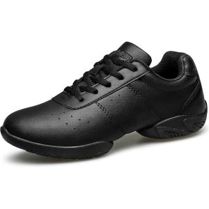 BAXINIER Girls White Cheerleading Dance Shoes Athletic Training Tennis Breathable Youth Competition Cheer Sneakers(Black 610)