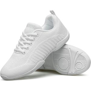 BAXINIER Girls White Cheerleading Shoes Breathable Youth Cheer Competition Sneakers Athletic Training Dance Tennis Walking Shoes(White 851-girls)