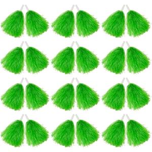 Hooshing 12/24/80PCS Pom Poms Cheerleading Sports Spirited Plastic Cheer Pompoms with Handles for Kids Adults Team Party Dance Cheering(Green)