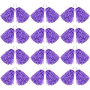 Hooshing 12/24/80PCS Pom Poms Cheerleading Sports Spirited Plastic Cheer Pompoms with Handles for Kids Adults Team Party Dance Cheering(Purple)