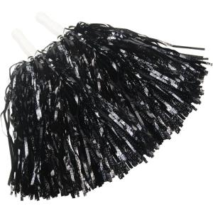 Hooshing 12PCS/24PCS Pom Poms Cheerleading Fluffy Metallic Pom Poms for Squad Team Sports Spirit Party Adopt Metal Embossing Process(Black)