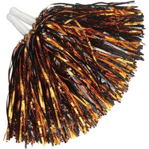 Hooshing 12PCS/24PCS Pom Poms Cheerleading Fluffy Metallic Pom Poms for Squad Team Sports Spirit Party Adopt Metal Embossing Process(Black and Orange)