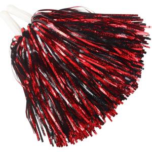 Hooshing 12PCS/24PCS Pom Poms Cheerleading Fluffy Metallic Pom Poms for Squad Team Sports Spirit Party Adopt Metal Embossing Process(Black and Red)