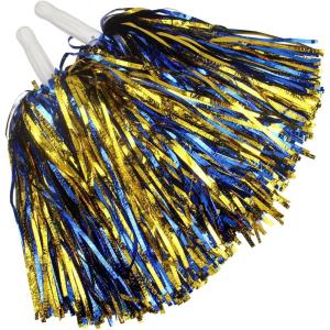 Hooshing 12PCS/24PCS Pom Poms Cheerleading Fluffy Metallic Pom Poms for Squad Team Sports Spirit Party Adopt Metal Embossing Process(Blue and Gold)