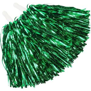 Hooshing 12PCS/24PCS Pom Poms Cheerleading Fluffy Metallic Pom Poms for Squad Team Sports Spirit Party Adopt Metal Embossing Process(Green)