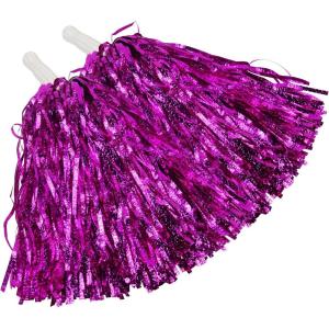 Hooshing 12PCS/24PCS Pom Poms Cheerleading Fluffy Metallic Pom Poms for Squad Team Sports Spirit Party Adopt Metal Embossing Process(Hot Pink)