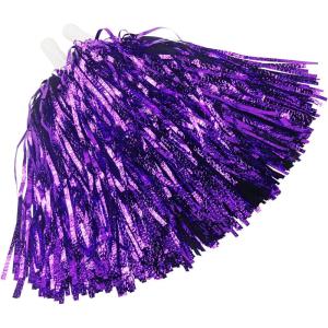 Hooshing 12PCS/24PCS Pom Poms Cheerleading Fluffy Metallic Pom Poms for Squad Team Sports Spirit Party Adopt Metal Embossing Process(Purple)