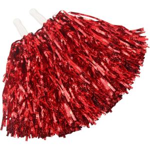 Hooshing 12PCS/24PCS Pom Poms Cheerleading Fluffy Metallic Pom Poms for Squad Team Sports Spirit Party Adopt Metal Embossing Process(Red)