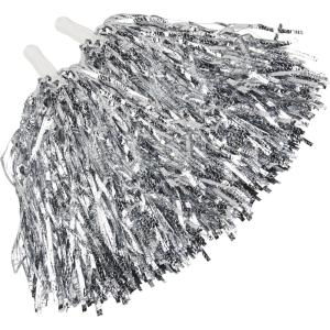 Hooshing 12PCS/24PCS Pom Poms Cheerleading Fluffy Metallic Pom Poms for Squad Team Sports Spirit Party Adopt Metal Embossing Process(Silver)
