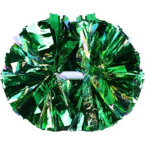 Hooshing 2 Pack Cheerleading Pom Poms with Baton Handle Rainbow Colorful Cheer Pom Poms for Sports Team Spirit Cheering Kids Adults(Green)