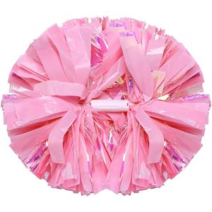 Hooshing 2 Pack Cheerleading Pom Poms with Baton Handle Rainbow Colorful Cheer Pom Poms for Sports Team Spirit Cheering Kids Adults(Macaron Pink)
