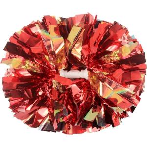 Hooshing 2 Pack Cheerleading Pom Poms with Baton Handle Rainbow Colorful Cheer Pom Poms for Sports Team Spirit Cheering Kids Adults(Red)