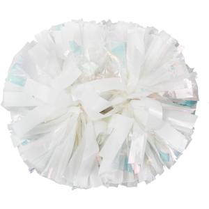 Hooshing 2 Pack Cheerleading Pom Poms with Baton Handle Rainbow Colorful Cheer Pom Poms for Sports Team Spirit Cheering Kids Adults(White)