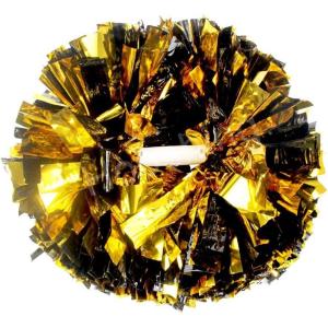Hooshing 2/6/12PCS Cheerleading Pom Poms with Baton Handle for Team Spirit Sports Dance Cheering Kids Adults(Black and Gold)