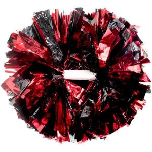 Hooshing 2/6/12PCS Cheerleading Pom Poms with Baton Handle for Team Spirit Sports Dance Cheering Kids Adults(Black and Red)