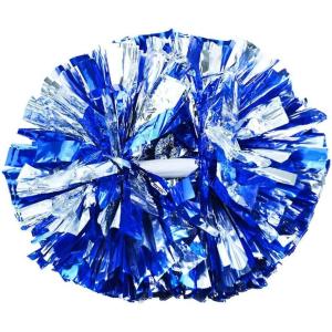 Hooshing 2/6/12PCS Cheerleading Pom Poms with Baton Handle for Team Spirit Sports Dance Cheering Kids Adults(Blue and Silver)