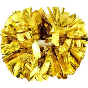 Hooshing 2/6/12PCS Cheerleading Pom Poms with Baton Handle for Team Spirit Sports Dance Cheering Kids Adults(Gold)