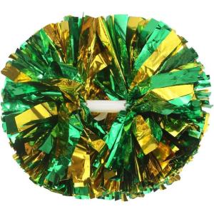 Hooshing 2/6/12PCS Cheerleading Pom Poms with Baton Handle for Team Spirit Sports Dance Cheering Kids Adults(Green and Gold)
