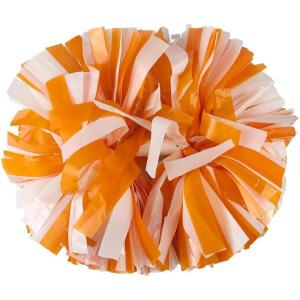 Hooshing 2/6/12PCS Cheerleading Pom Poms with Baton Handle for Team Spirit Sports Dance Cheering Kids Adults(Macaron Orange and White)