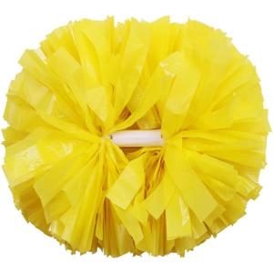 Hooshing 2/6/12PCS Cheerleading Pom Poms with Baton Handle for Team Spirit Sports Dance Cheering Kids Adults(Macaron Yellow)