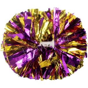 Hooshing 2/6/12PCS Cheerleading Pom Poms with Baton Handle for Team Spirit Sports Dance Cheering Kids Adults(Purple and Gold)
