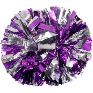 Hooshing 2/6/12PCS Cheerleading Pom Poms with Baton Handle for Team Spirit Sports Dance Cheering Kids Adults(Purple and Silver)